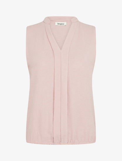 Top uni à col V - Vieux rose - 1