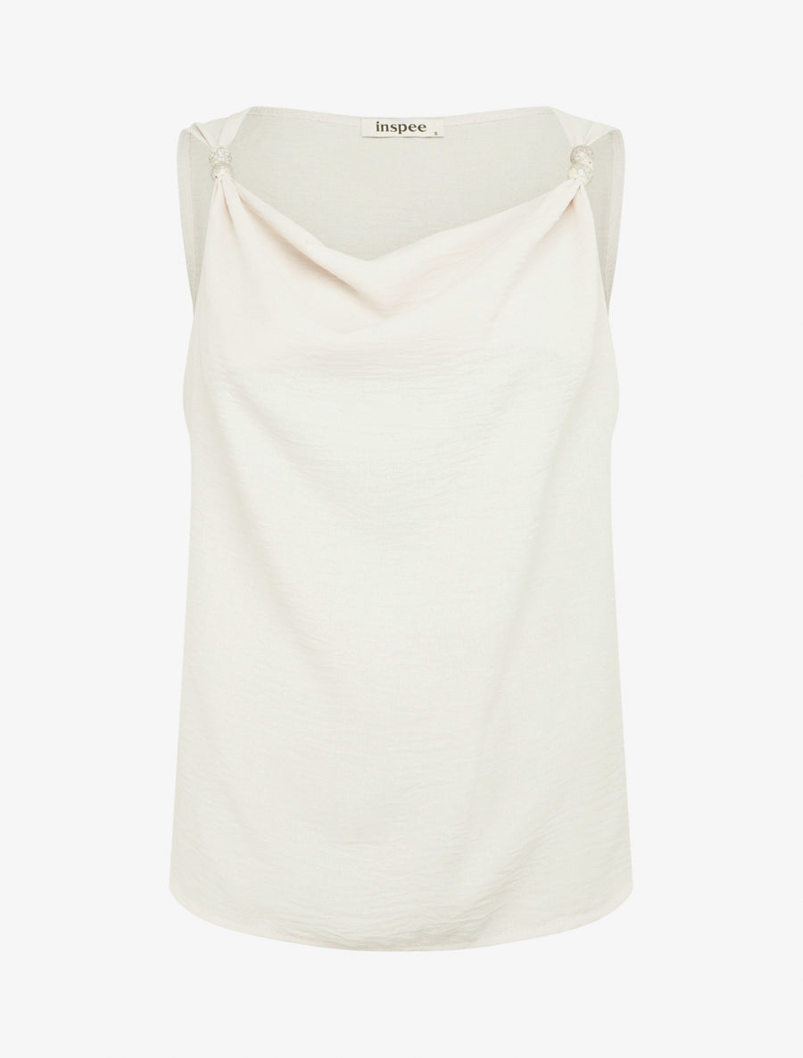 Top sans manches à empiècement bijoux - Beige - 1