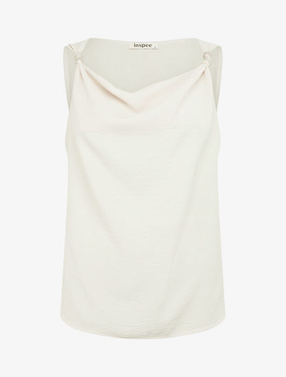 Top sans manches à empiècement bijoux - Beige - 1