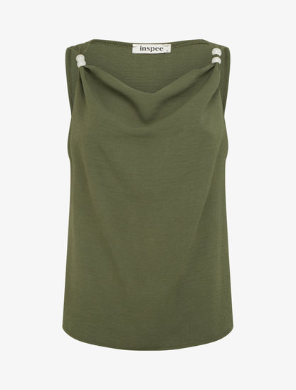 Top sans manches à empiècement bijoux - Kaki - 1