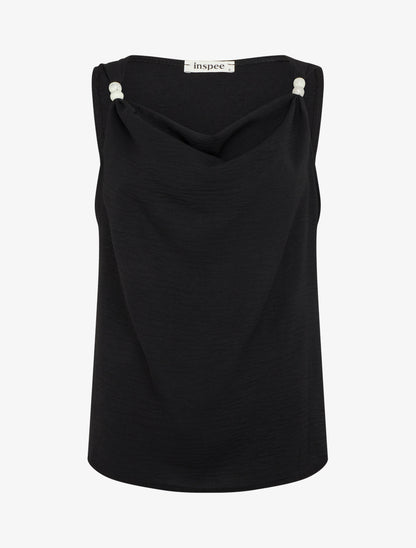 Top sans manches à empiècement bijoux - Noir - 1