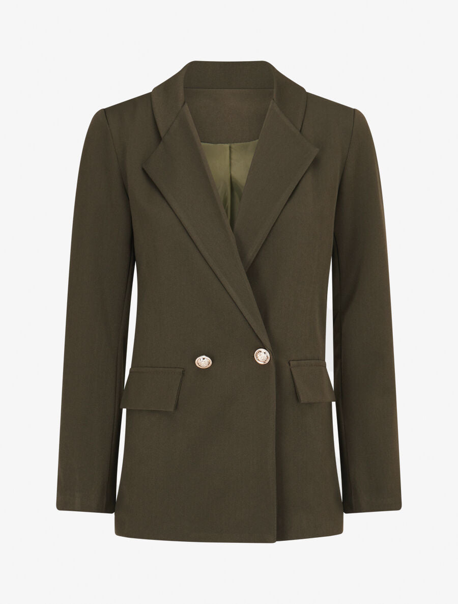 Veste basique cintrée à 2 boutons - Kaki foncé - 1
