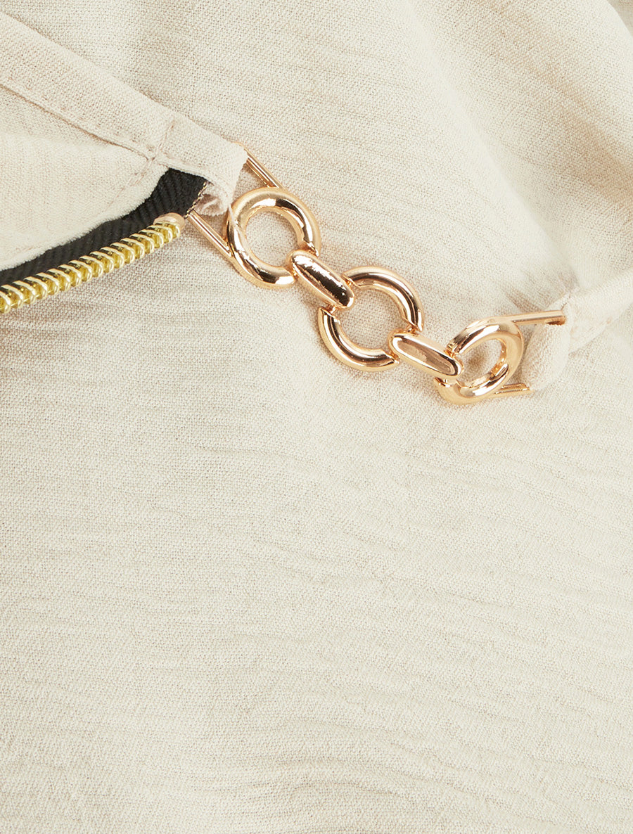 Caraco uni à col V zippé - Beige - 3