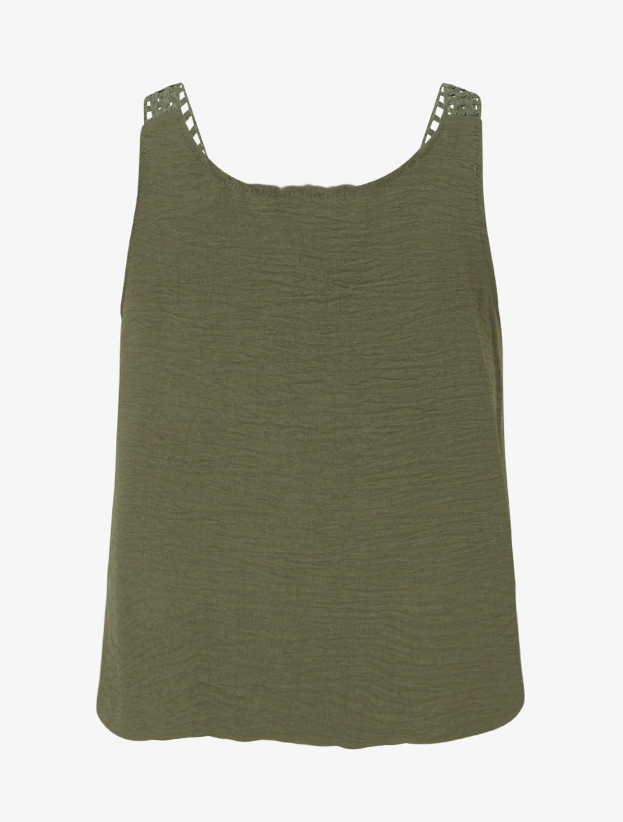 Top sans manches à dentelle et crochet - Kaki - 2