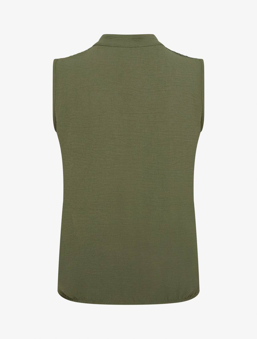 Top sans manches à détail brodé - Kaki - 2