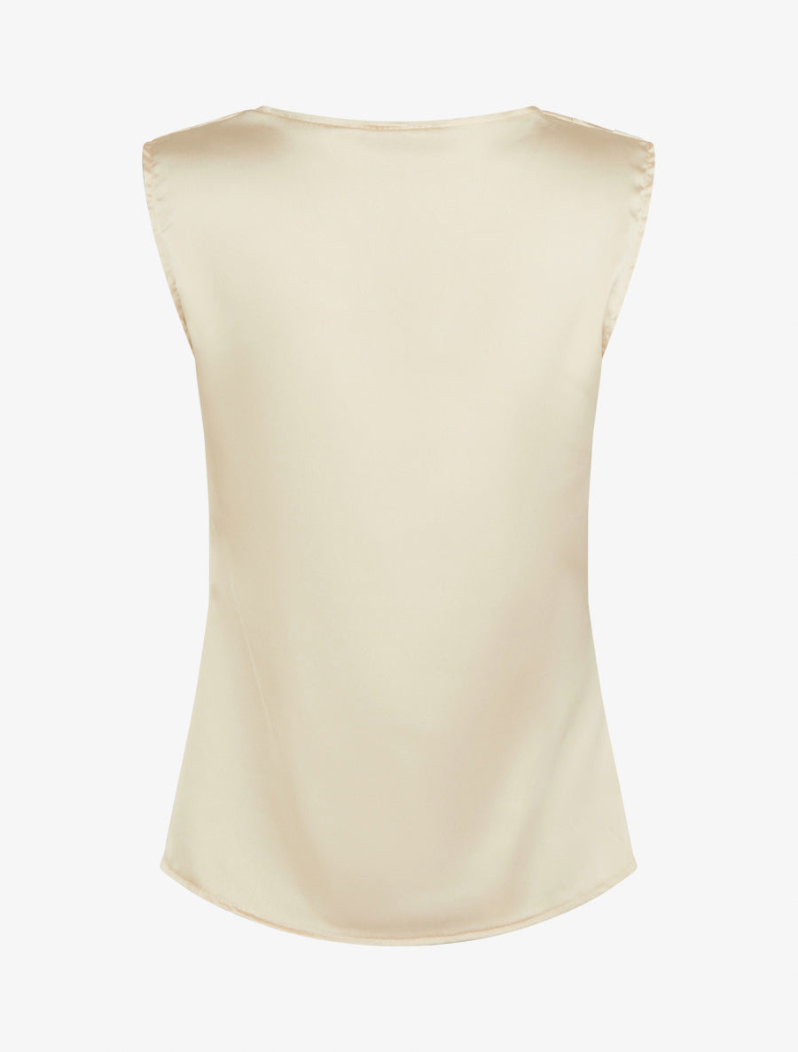 Top satiné à col bénitier - Beige - 2