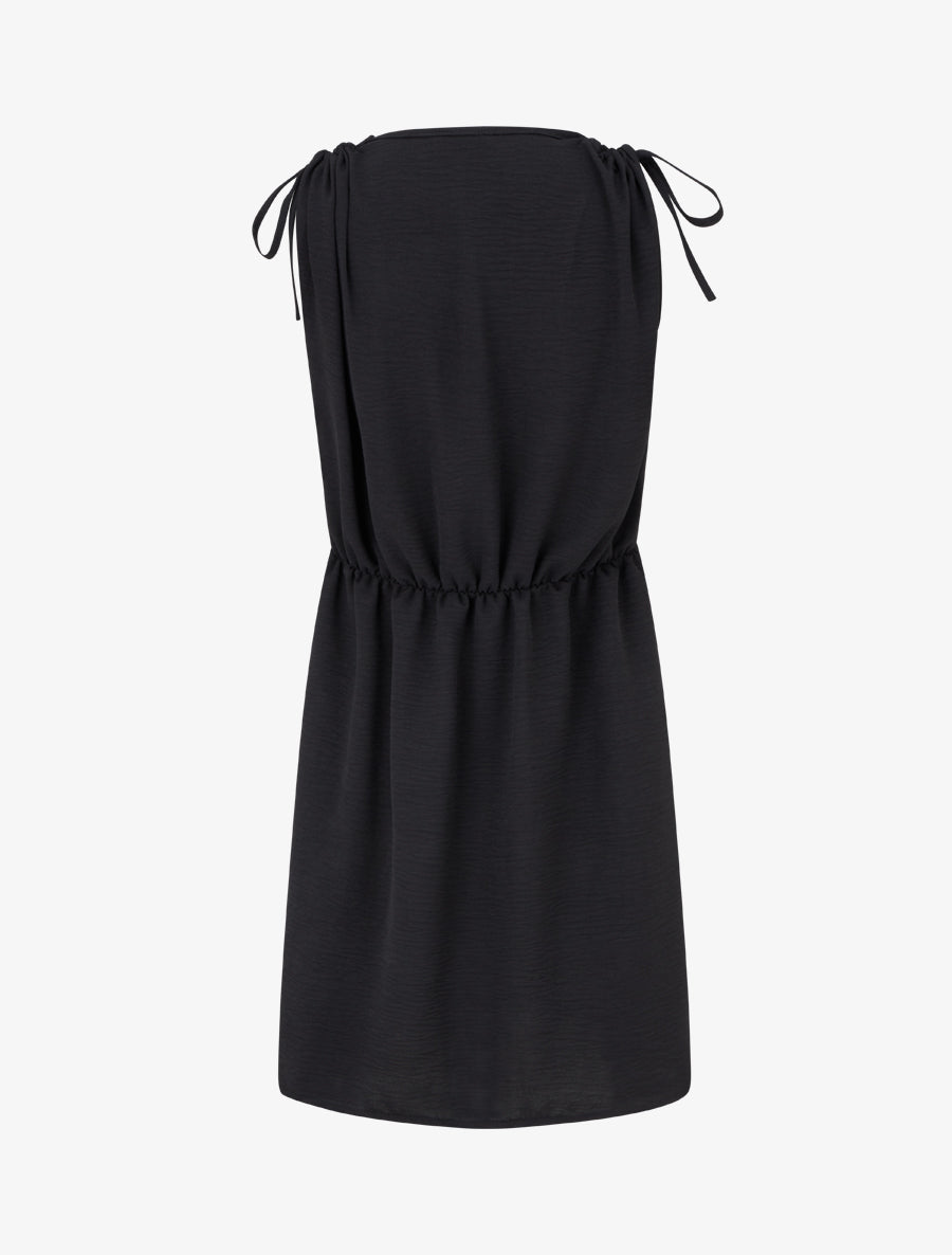 Robe unie à empiècement bijou à la taille - Noir - 2