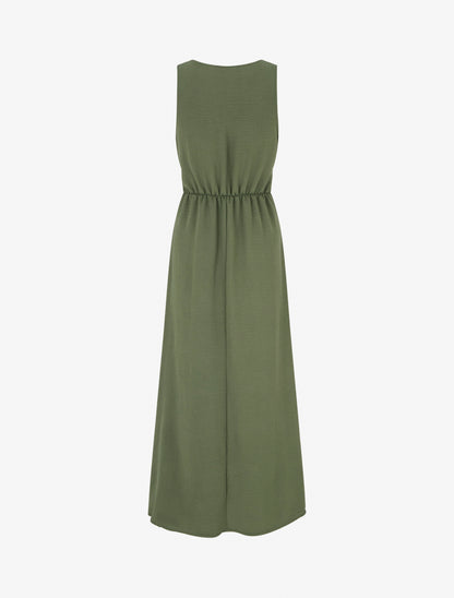 Robe longue à pans à nouer - Kaki - 2