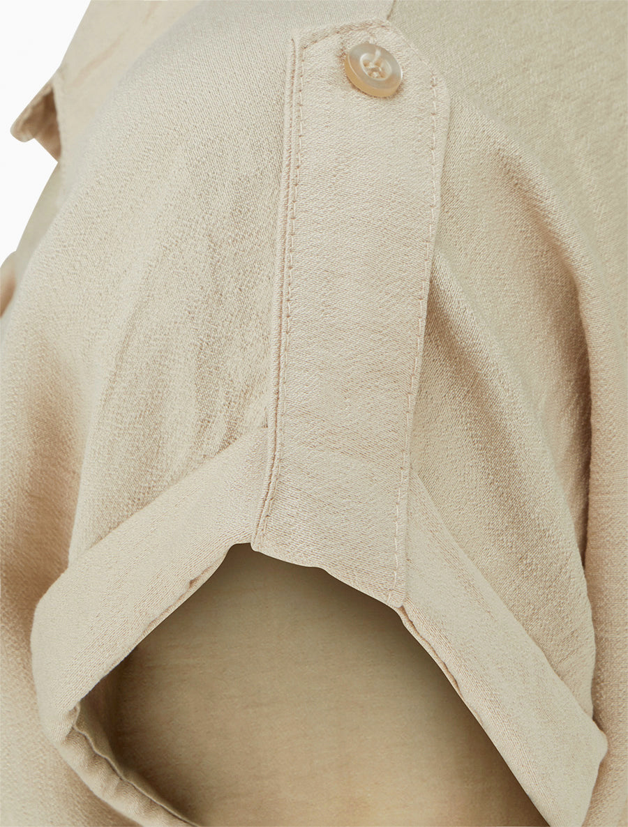 Robe chemise à manches courtes - Beige - 3