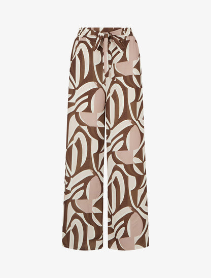 Pantalon ample imprimé graphique - Marron - 1
