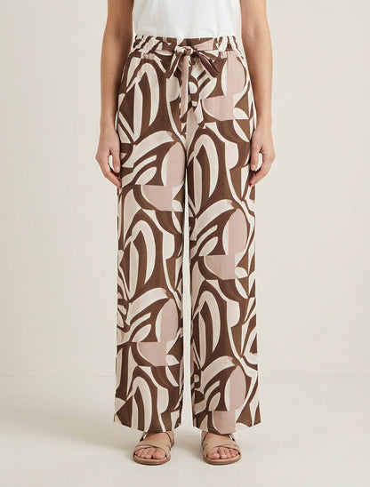 Pantalon ample imprimé graphique - Marron