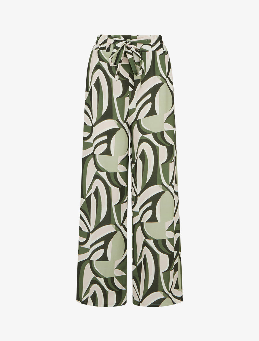 Pantalon ample imprimé graphique - Kaki - 1