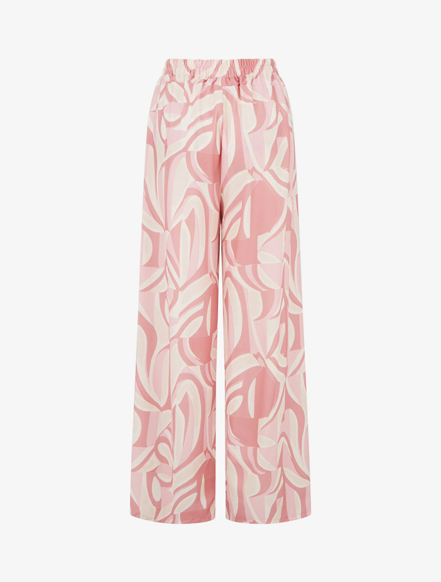 Pantalon ample imprimé graphique - Rose - 2