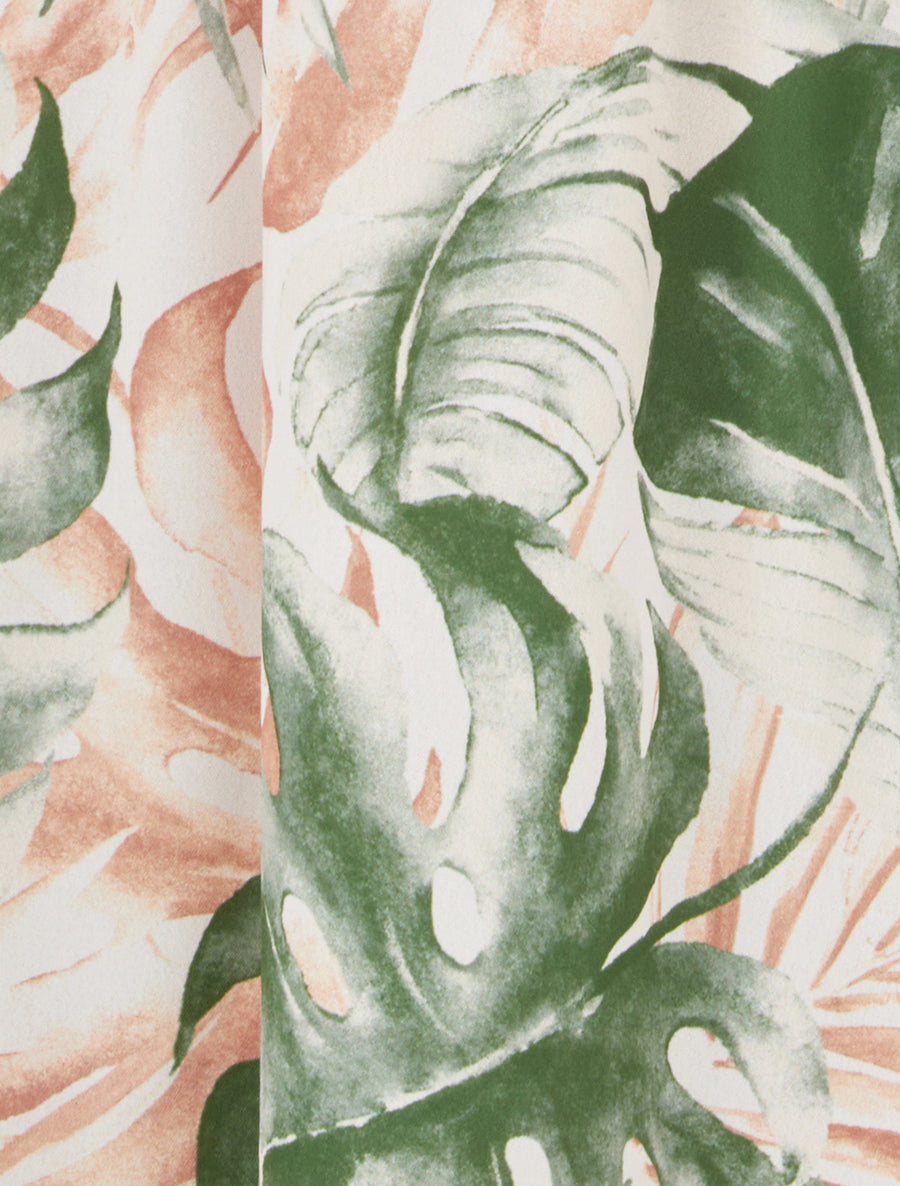 Robe longue à dos élastiqué imprimé feuillage - Kaki - 3