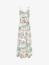 Robe longue imprimé feuillage à taille élastiquée - Kaki - 1