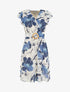 Robe mi-longue imprimé grandes fleurs à boucle - Marine - 1