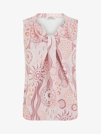 Top boule sans manches imprimé graphique - Rose - 1