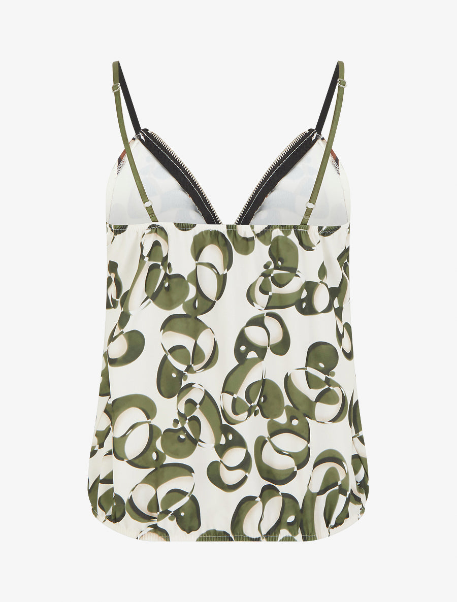 Caraco zippé imprimé graphique - Kaki - 2