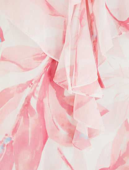 Caraco à col V volanté imprimé floral - Rose - 3