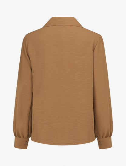 Chemise fluide à empiècement en crochet - Camel - 2