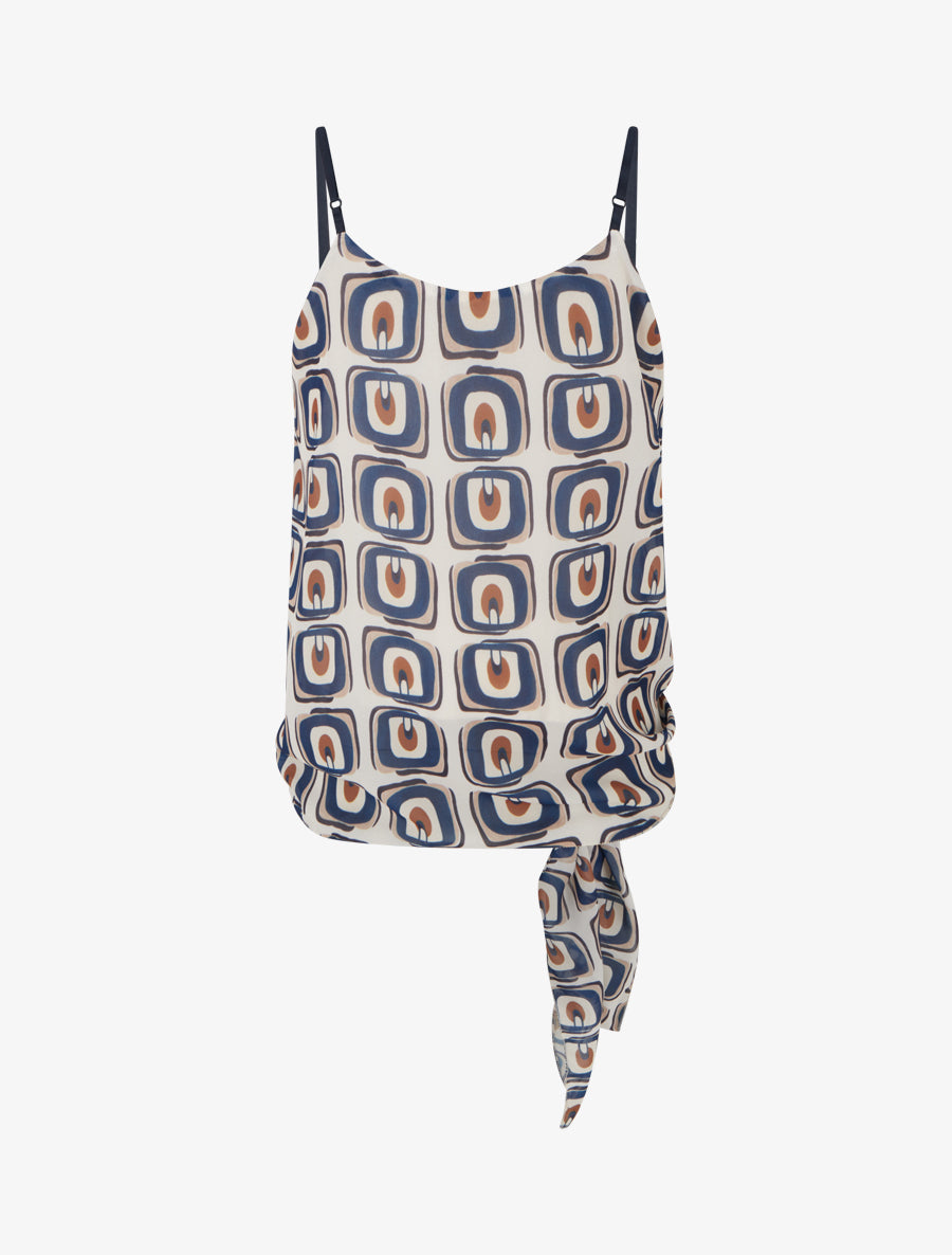 Caraco imprimé graphique à nouer - Marine - 2