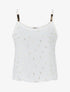 Débardeur à bretelles bijoux et imprimé plume - Blanc - 1