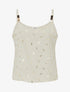 Débardeur à bretelles bijoux et imprimé plume - Beige - 1