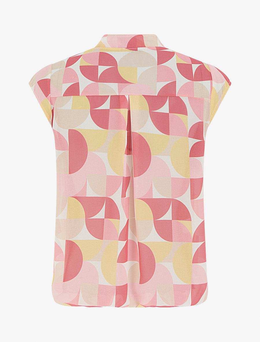 Top boule sans manches imprimé graphique - Rose - 2