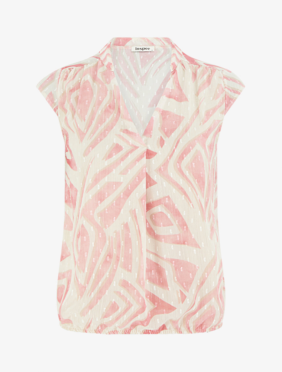 Top boule sans manches imprimé graphique - Rose - 1