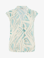 Top boule sans manches imprimé graphique - Turquoise - 1