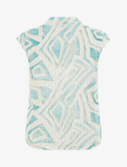 Top boule sans manches imprimé graphique - Turquoise - 2