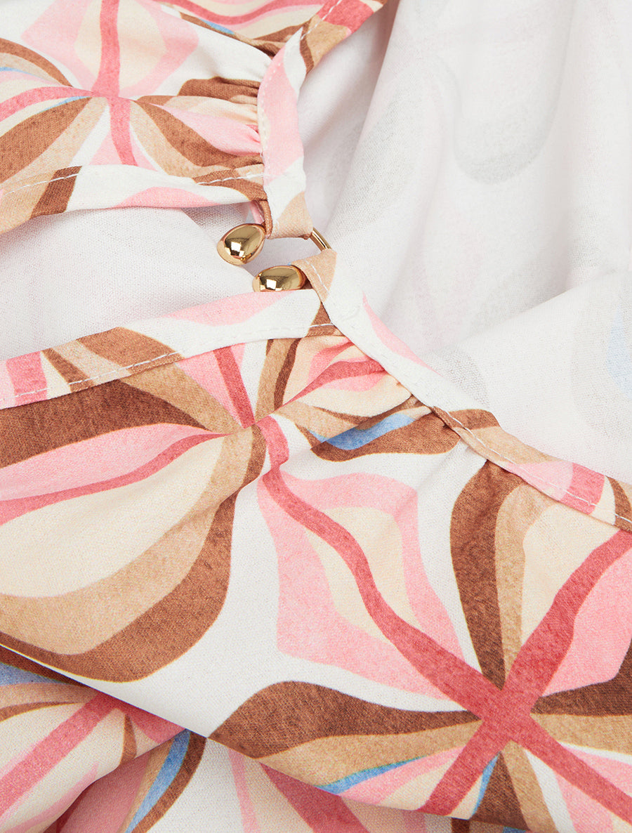 Top boule sans manches imprimé fantaisie - Rose - 3