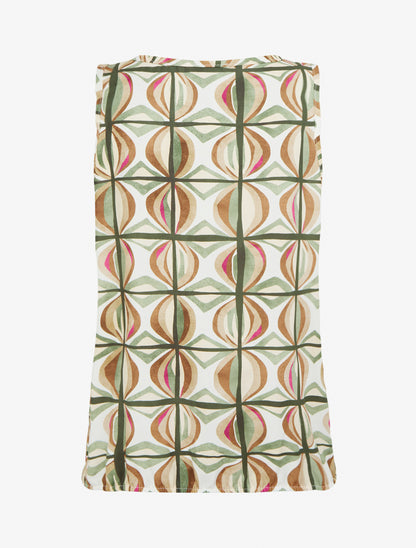 Top boule sans manches imprimé fantaisie - Kaki - 2