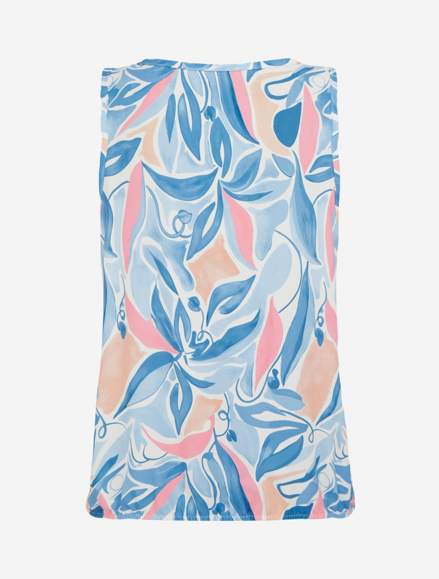 Top boule sans manches imprimé végétal - Bleu ciel - 2