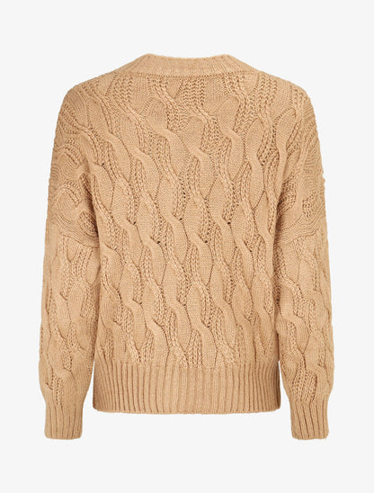 Pull en maille torsadée - Beige - 2