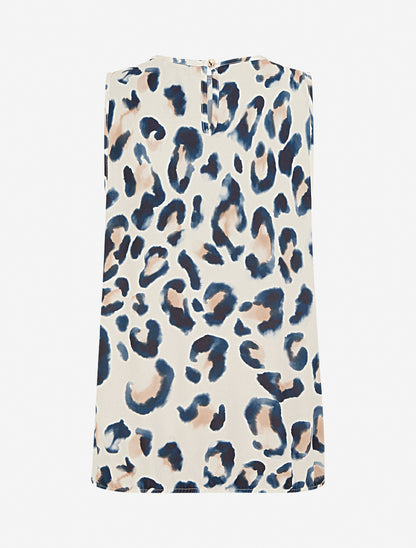 Top boule sans manches à imprimé léopard - Marine - 2