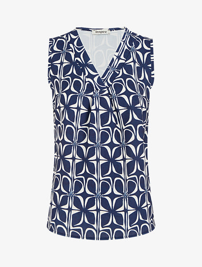 Top droit sans manches imprimé graphique - Marine - 1
