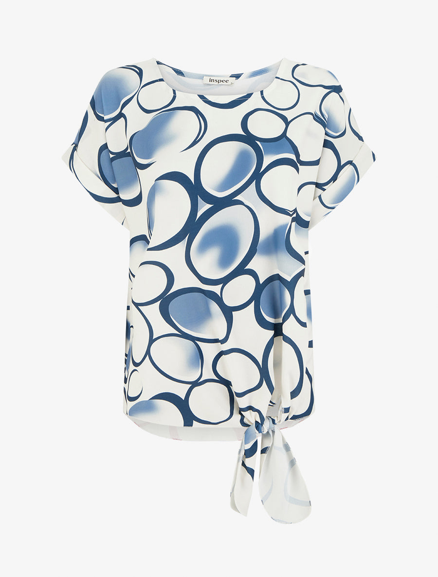 Top ample manches courtes imprimé cercles - Marine - 1