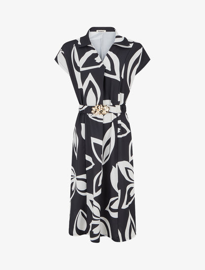 Robe droite ceinturée - Noir - 1