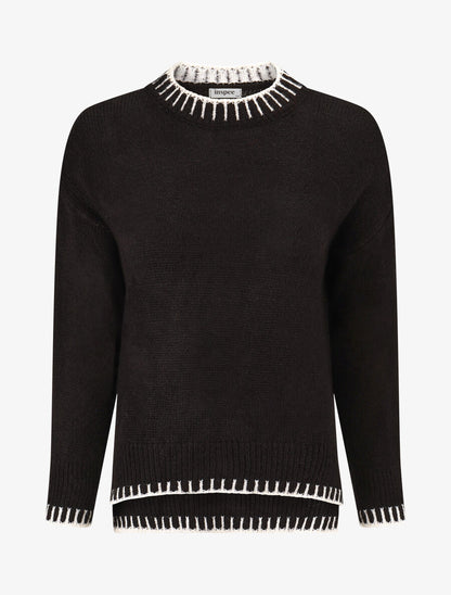 Pull uni asymétrique - Noir - 1