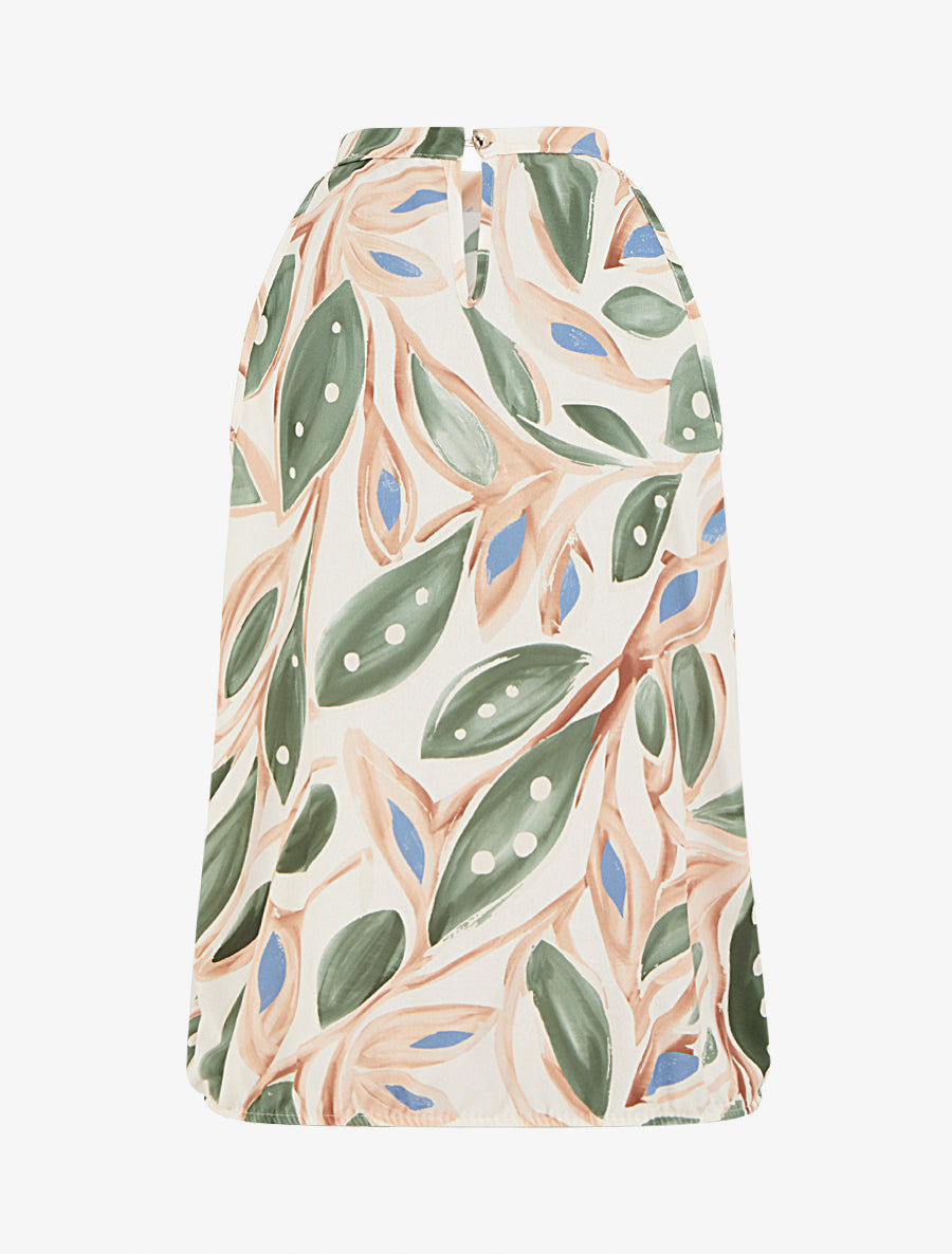 Top boule à col américain imprimé végétal - Kaki - 2