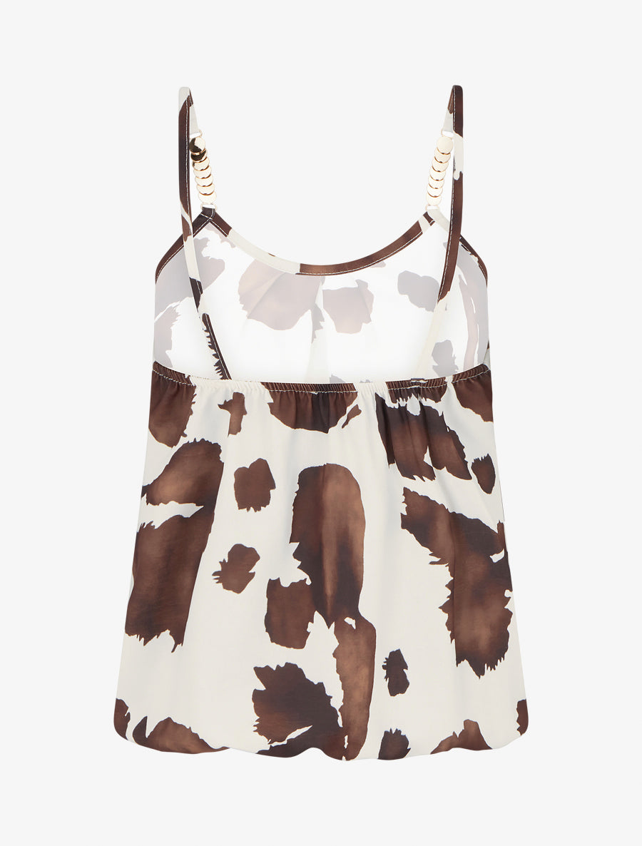 Caraco imprimé vache à bretelles métallisées - Marron - 2