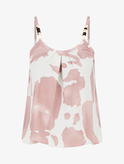 Caraco imprimé vache à bretelles métallisées - Rose - 1