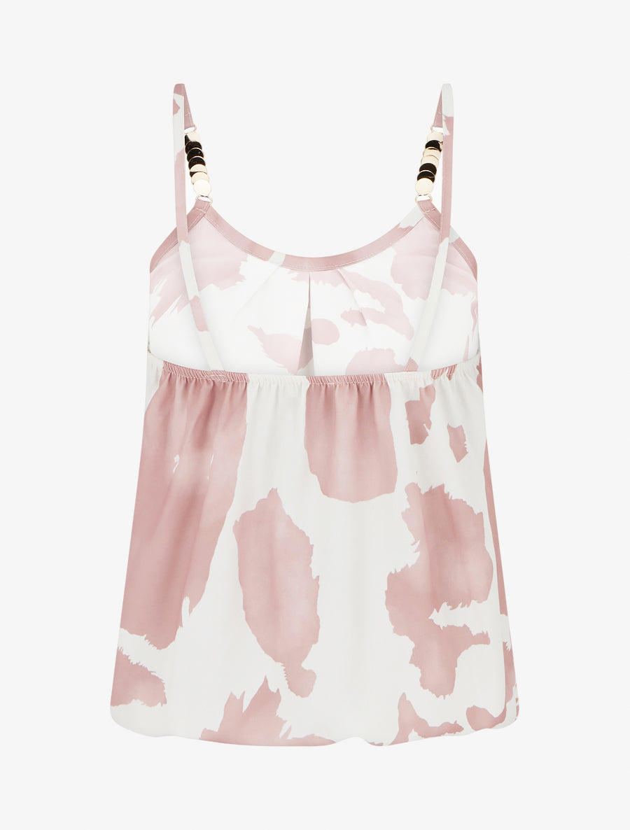 Caraco imprimé vache à bretelles métallisées - Rose - 2