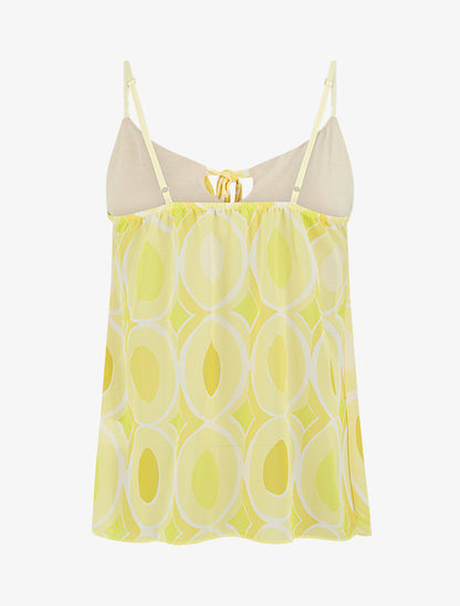 Caraco à col V volanté imprimé graphique - Jaune - 2