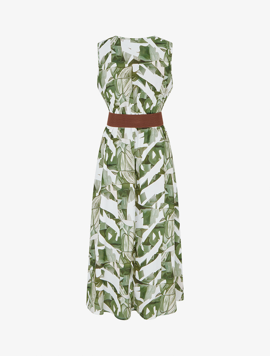 Robe sans manches imprimé fantaisie - Kaki - 2