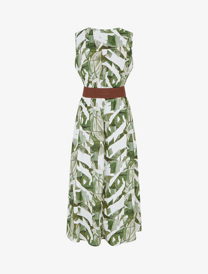 Robe sans manches imprimé fantaisie - Kaki - 2