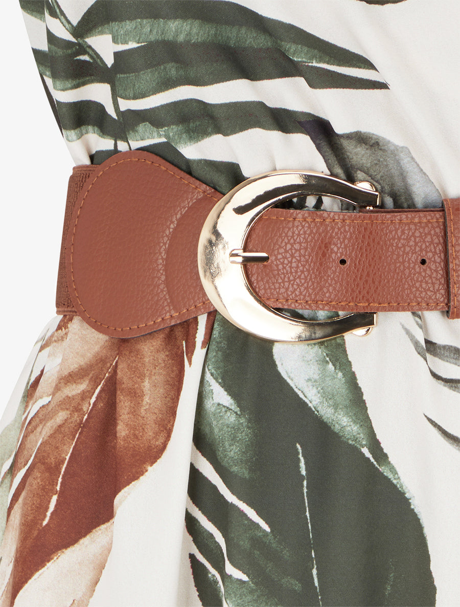 Robe sans manches imprimé feuillage - Kaki - 3