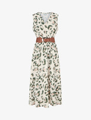 Robe sans manches imprimé léopard - Kaki - 1