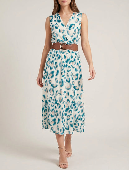 Robe sans manches imprimé léopard - Vert